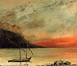 Gustave Courbet Sunset on Lake Leman painting